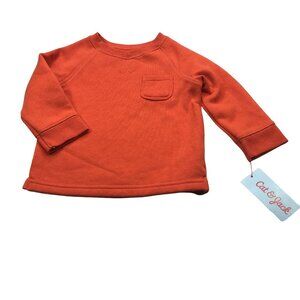 Cat And Jack Boy's Fleece Pullover Sweat Shirt 12 Month Orange New